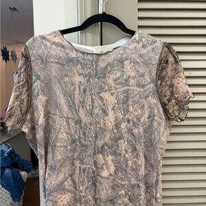 Buckle Camouflage Print Women's Blouse